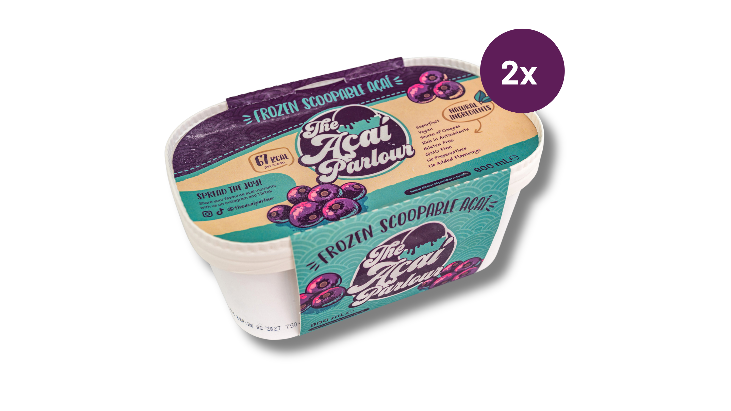 The Açaí Parlour Premium Scoopable Açaí - 900 mL | Order 2+ tubs for FREE delivery (UK Mainland) | 1–2 Working Days Delivery