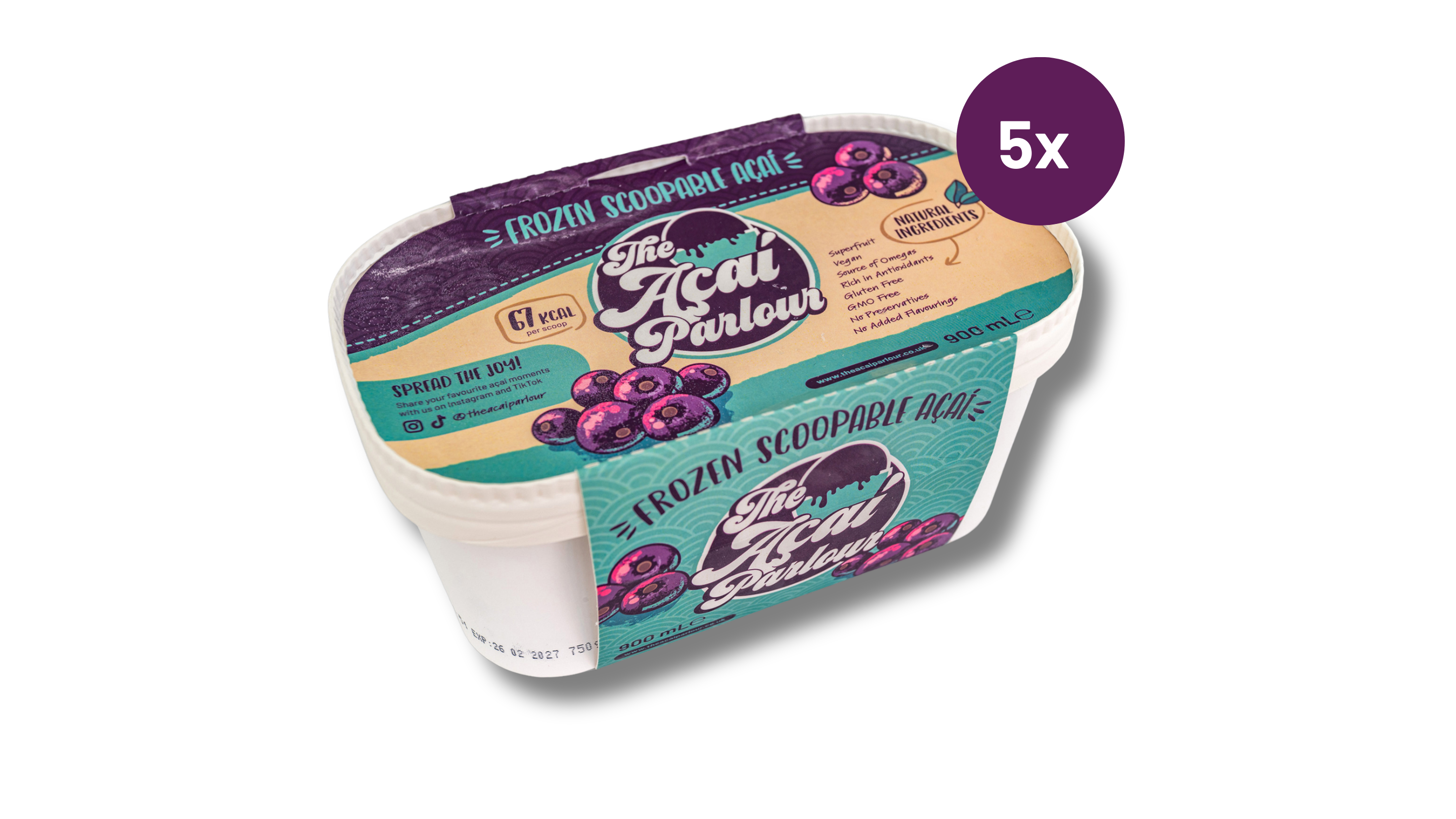 The Açaí Parlour Premium Scoopable Açaí - 900 mL | Order 2+ tubs for FREE delivery (UK Mainland) | 1–2 Working Days Delivery